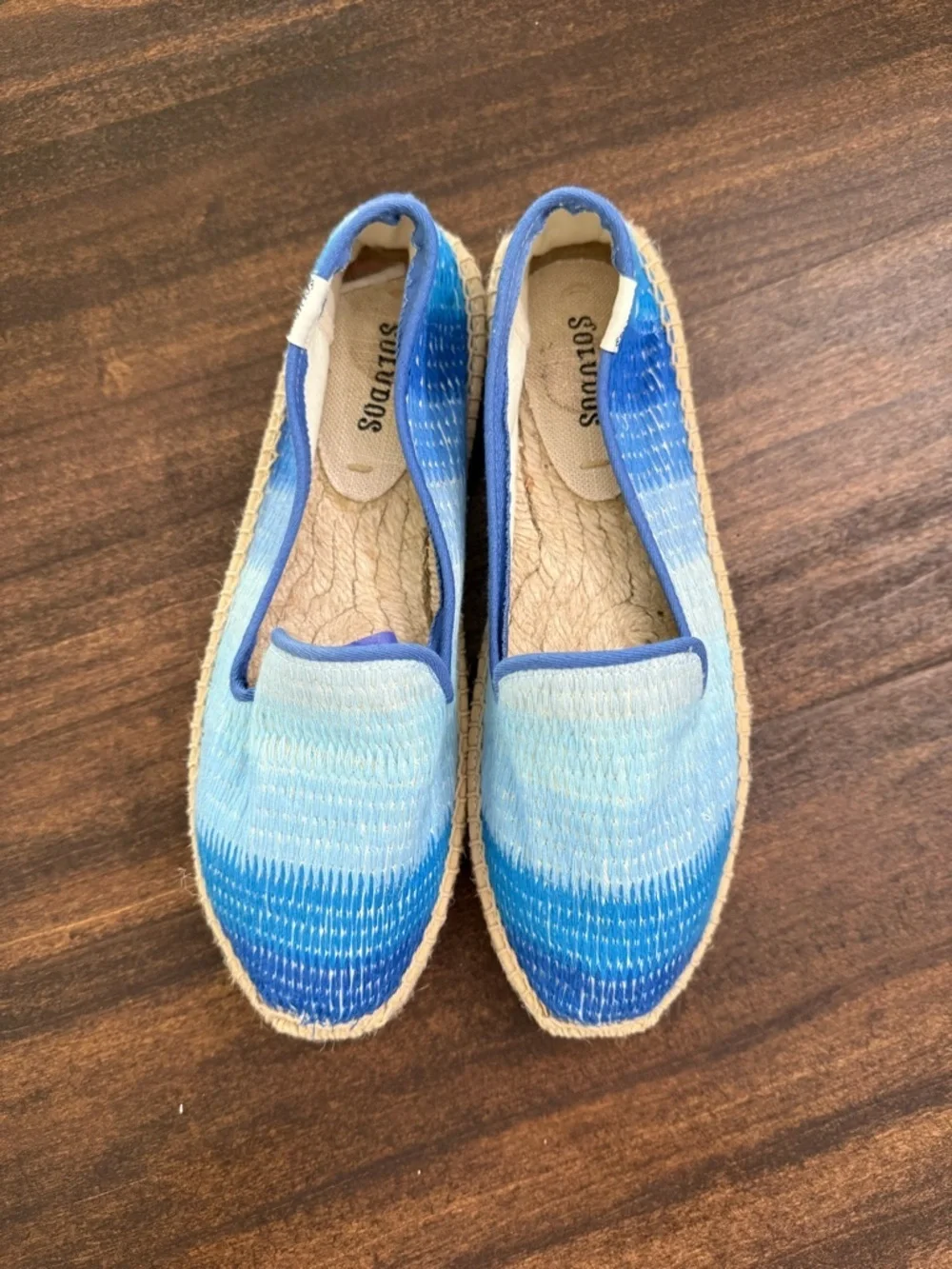 Soludos Women's Espadrille Ombre Stripe Smoking Slippers in blue